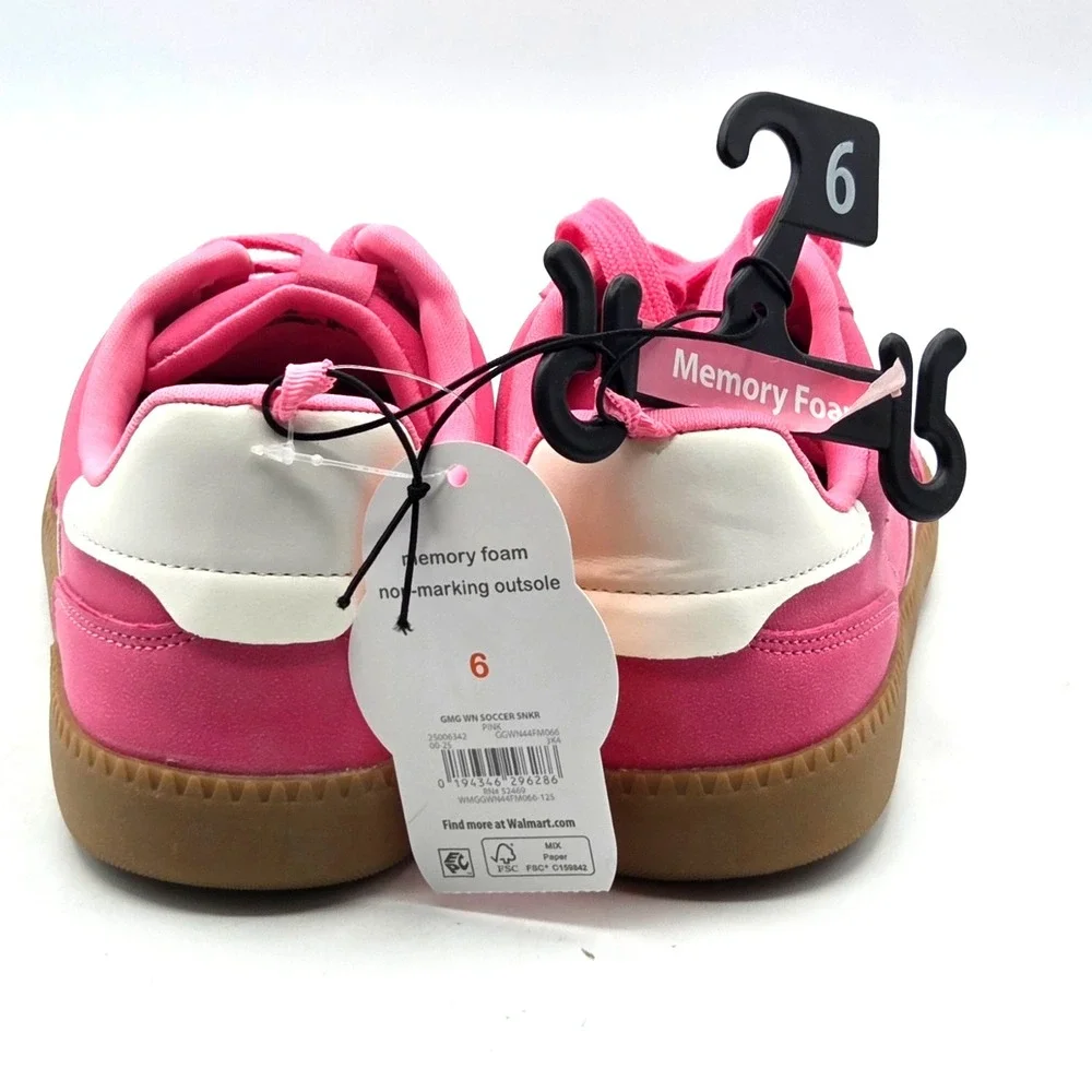 NEW Wonder Nation Girls Sneakers Pink And‎ White Low Top Memory Foam Size 6
